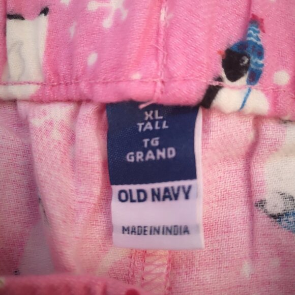 NWT Old Navy Men's Pink with Penguins Flannel Sleep Pants - Picture 3 of 9